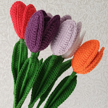 El Örgüsü Amigurumi Lale - Tekli Dekoratif Örgü Çiçek