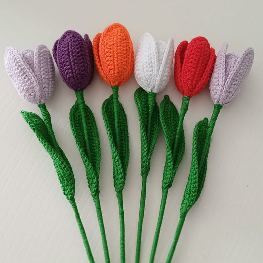 El Örgüsü Amigurumi Lale - Tekli Dekoratif Örgü Çiçek